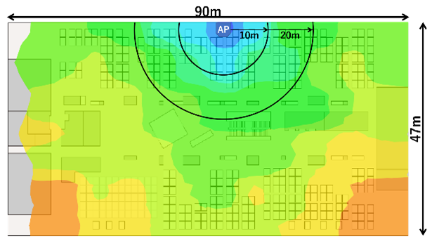 前モデル内蔵アンテナヒートマップ 壁面設置