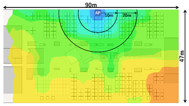5GHz(2)帯ヒートマップ WLX313 ショートポールアンテナ