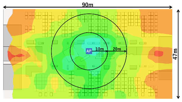 5GHz(1)帯ヒートマップ WLX313 内蔵アンテナ
