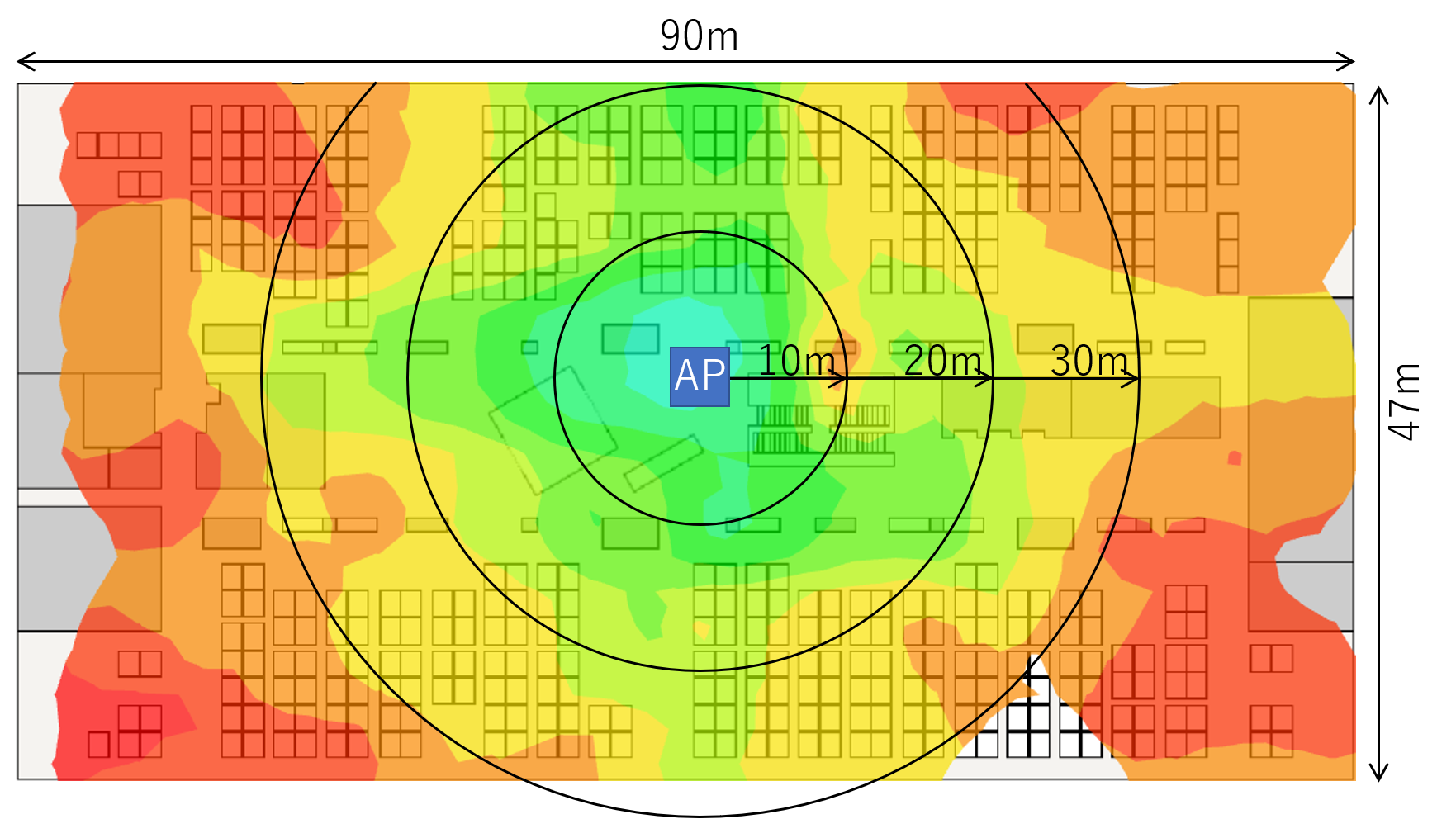 2.4GHz帯ヒートマップ WLX222 指向性なし