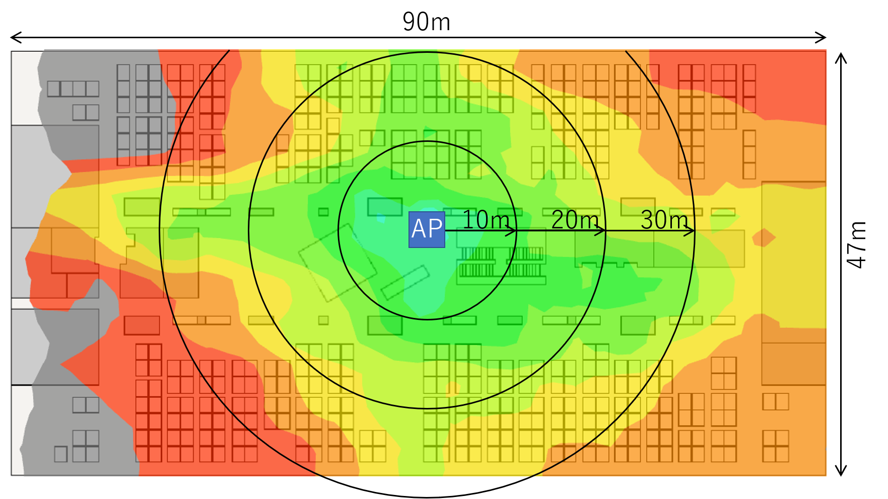 5GHz帯ヒートマップ WLX222 指向性あり