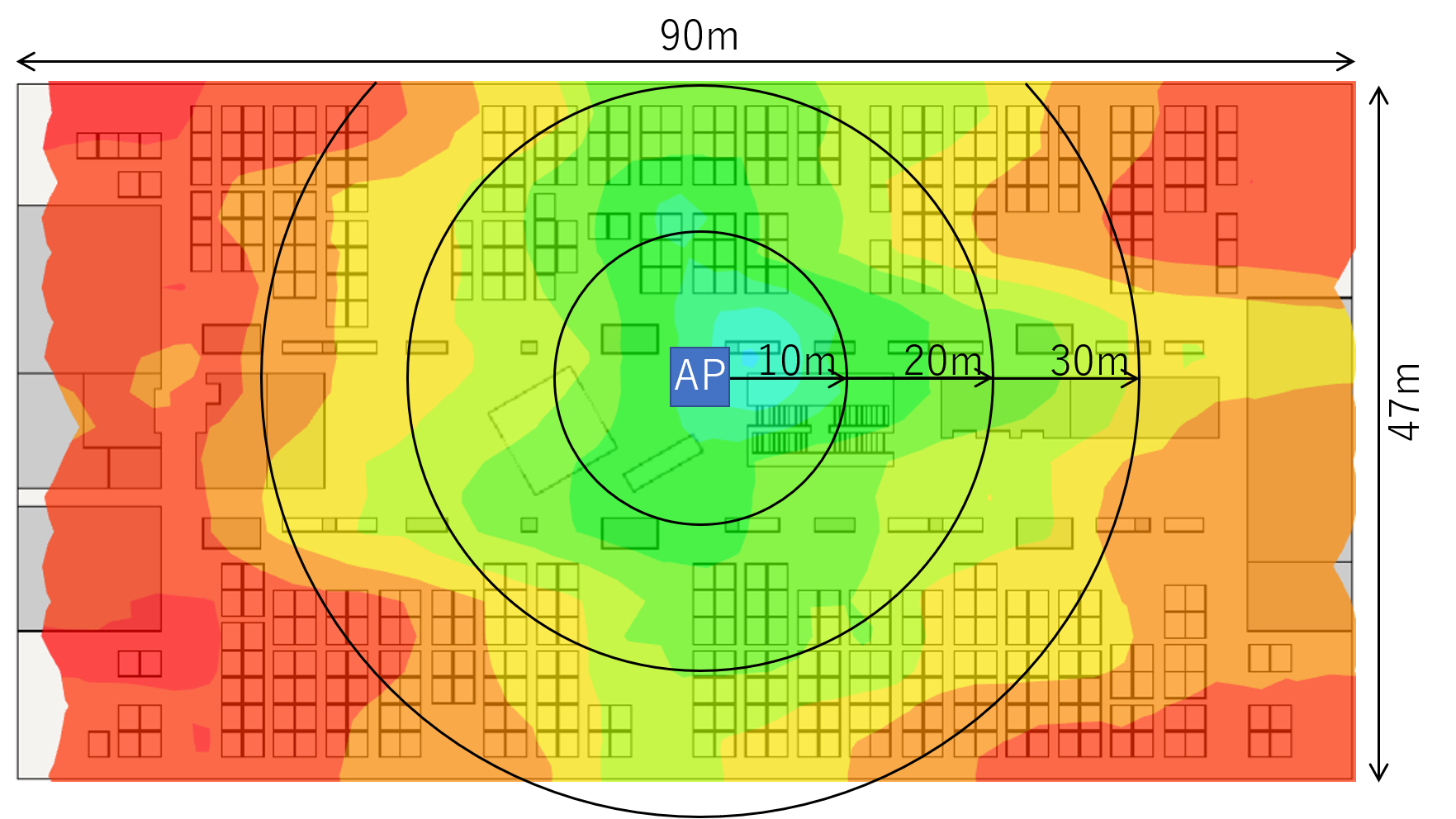 5GHz帯ヒートマップ WLX212 指向性あり