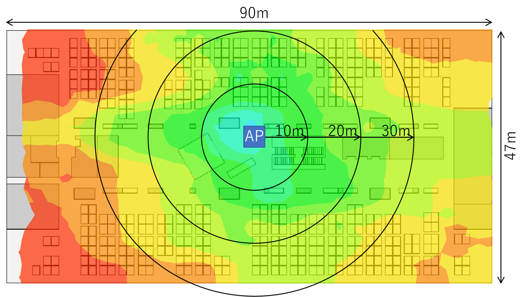 5GHz帯ヒートマップ WLX222 指向性なし