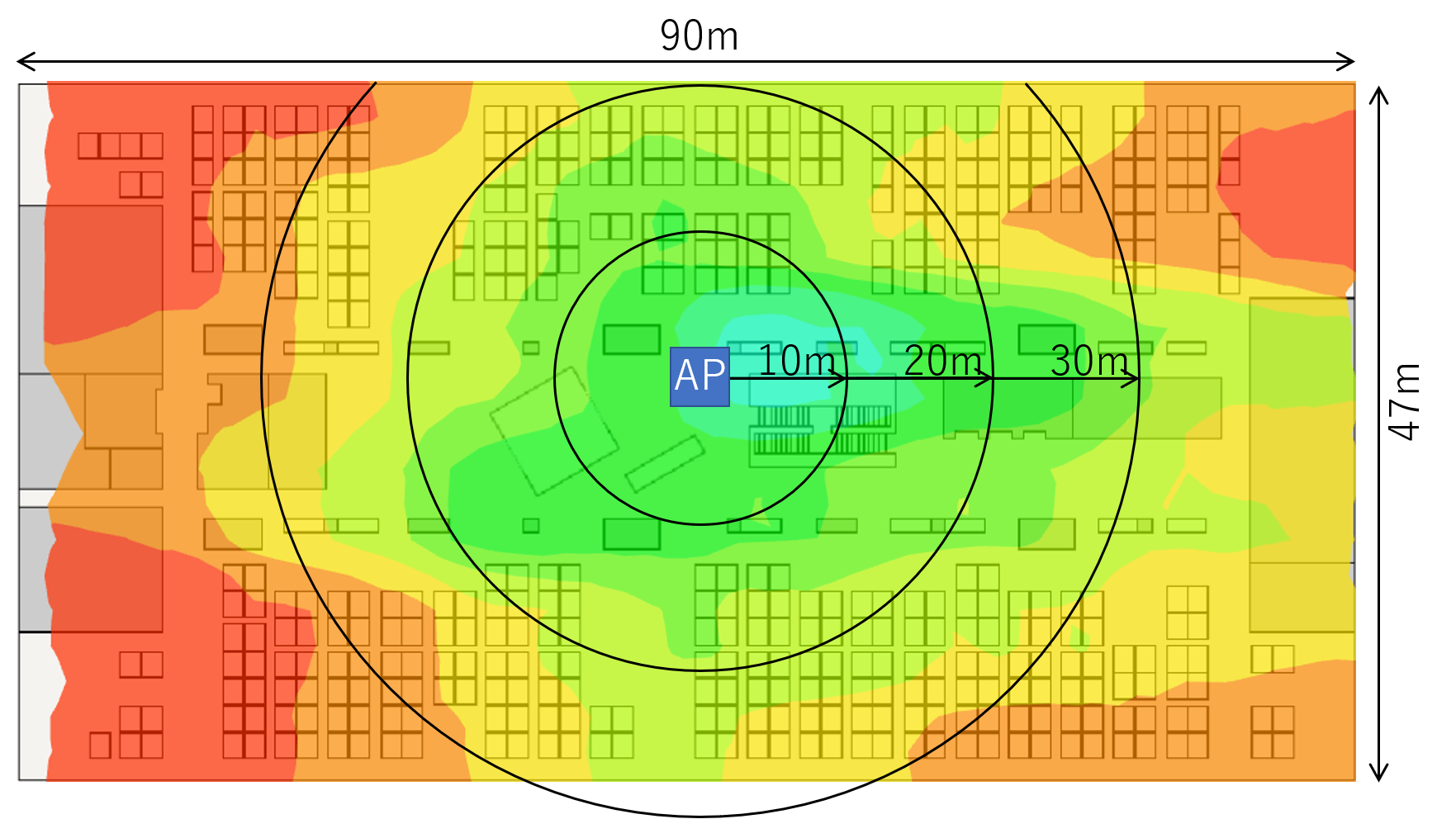 5GHz帯ヒートマップ WLX212 指向性なし
