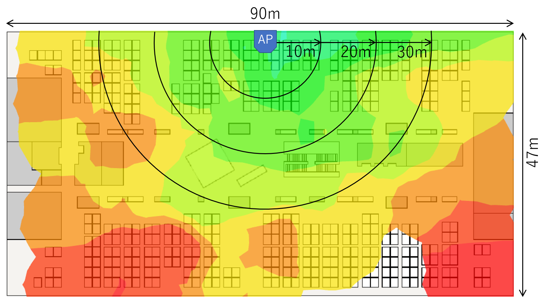 2.4GHz帯ヒートマップ WLX222 指向性なし