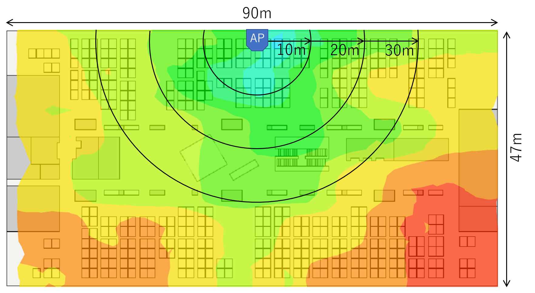 5GHz帯ヒートマップ WLX222 指向性あり