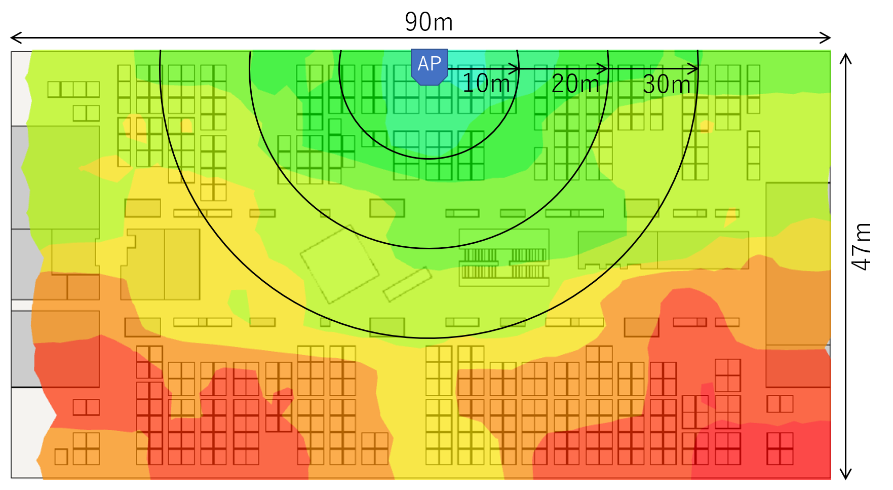 5GHz帯ヒートマップ WLX222 指向性なし