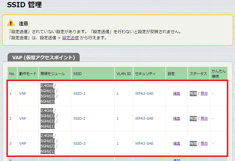 SSID追加済