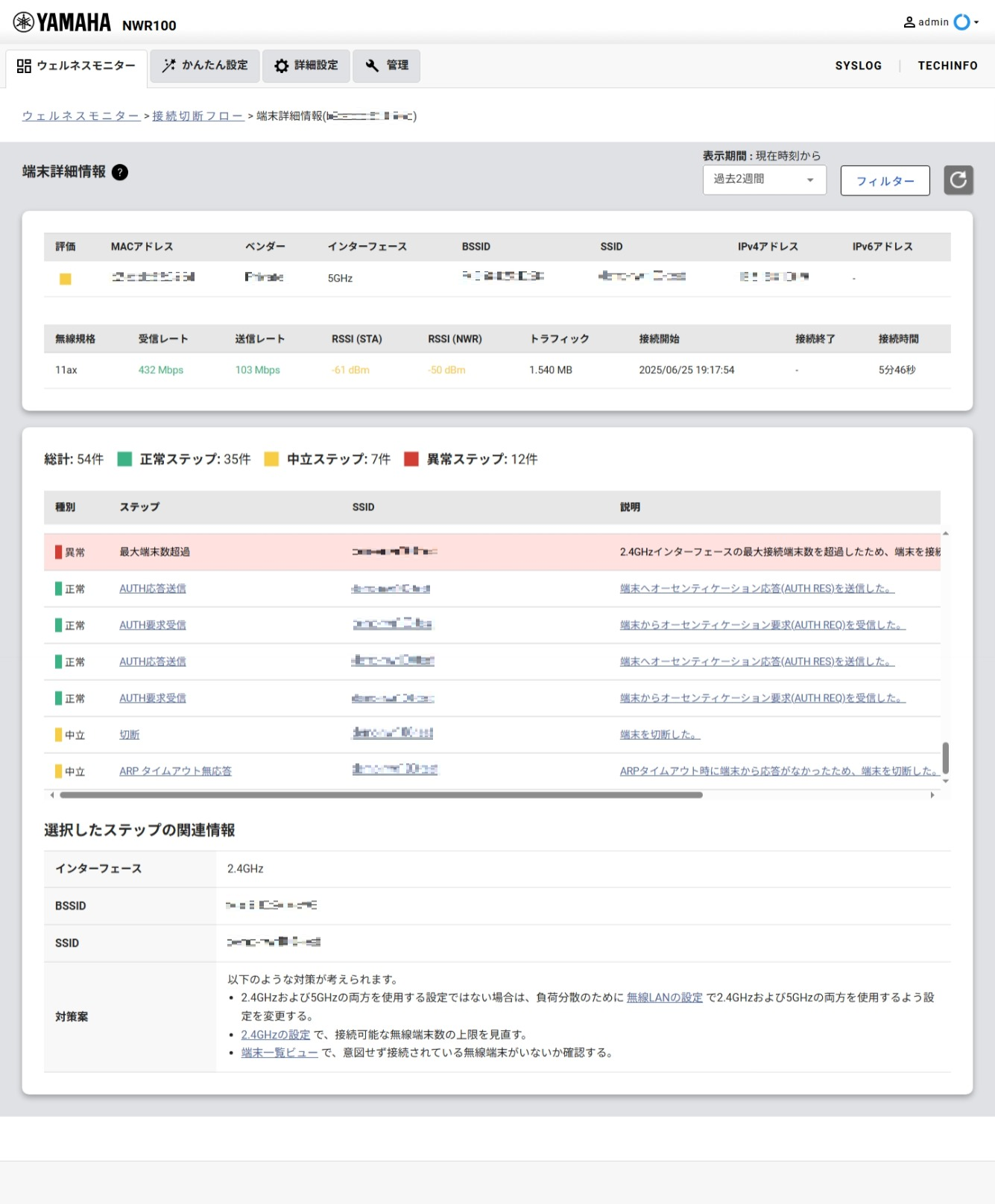 端末詳細情報（無線端末の場合）