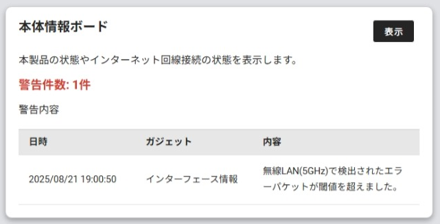 本体情報ボード