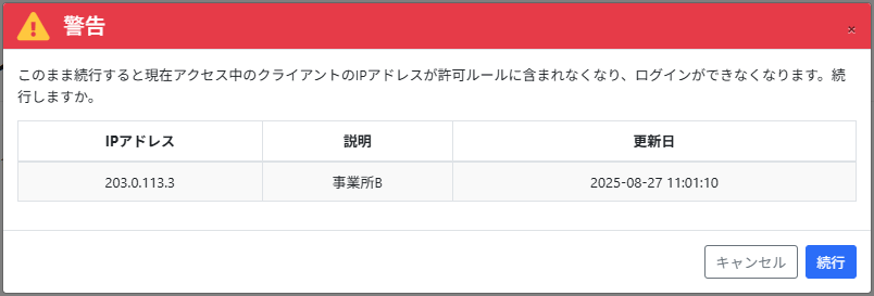 IPアドレス削除_警告画面